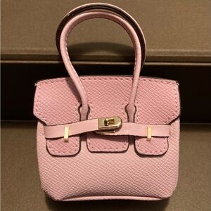 👜 Handmade Mini Soft Pink Faux Leather Birkin AirPods Tote Bag Charm Miniature